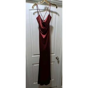 Women's S Winsor Maxi Burgundy Dress Formal Gown Backless Straps Bridesmaid
